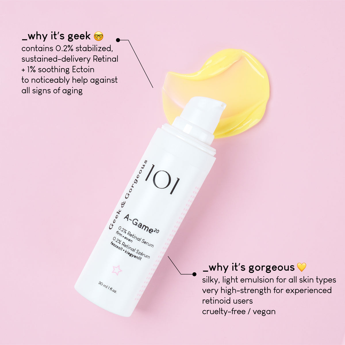 A-Game 20 0.2% Retinal Serum - veido serumas su retinaliu